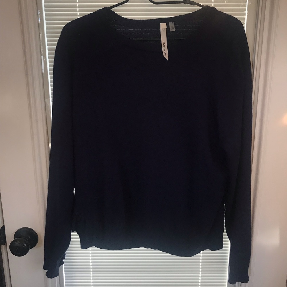 Elegant Blue Ruffled Sweater